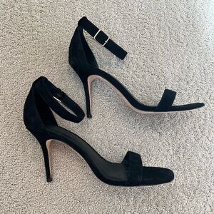 Reformation “Kelly” Sandal Black Suede Heels